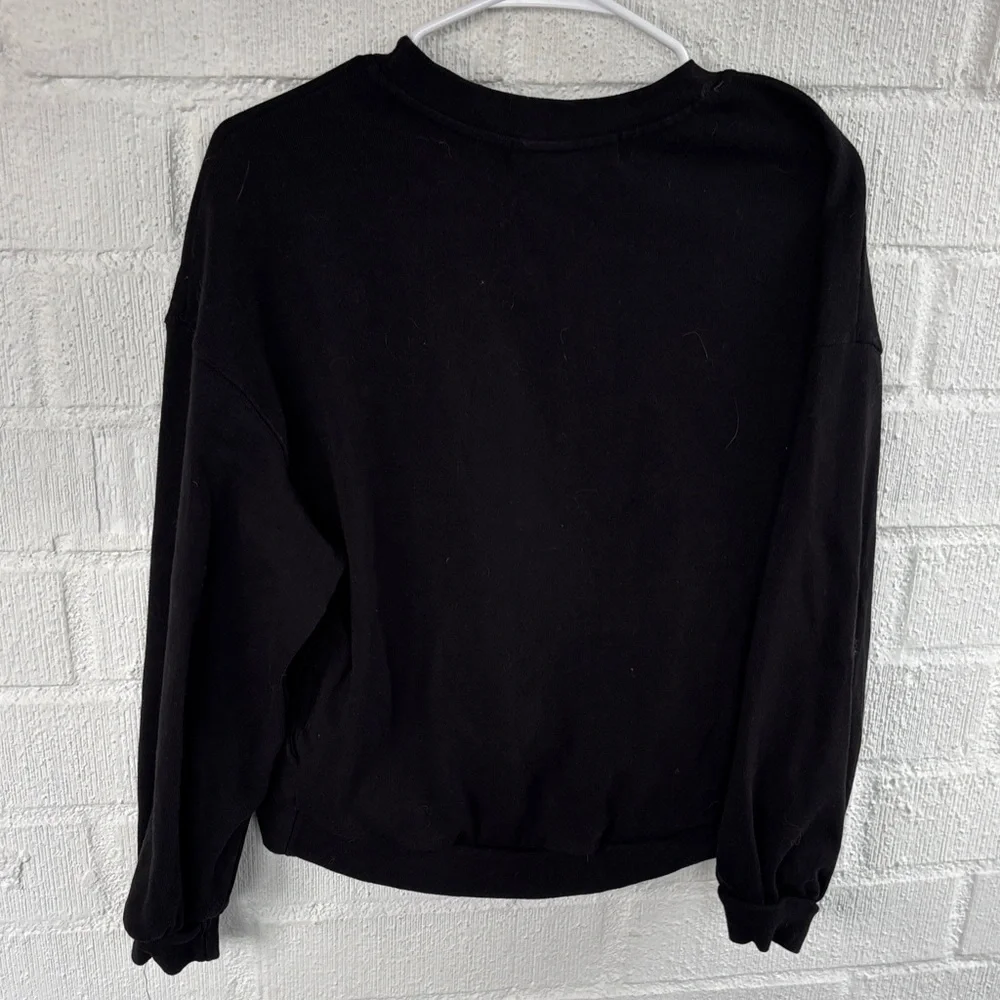 Free People Beach Monterey Pullover Relaxed Black Sweatshirt sz S